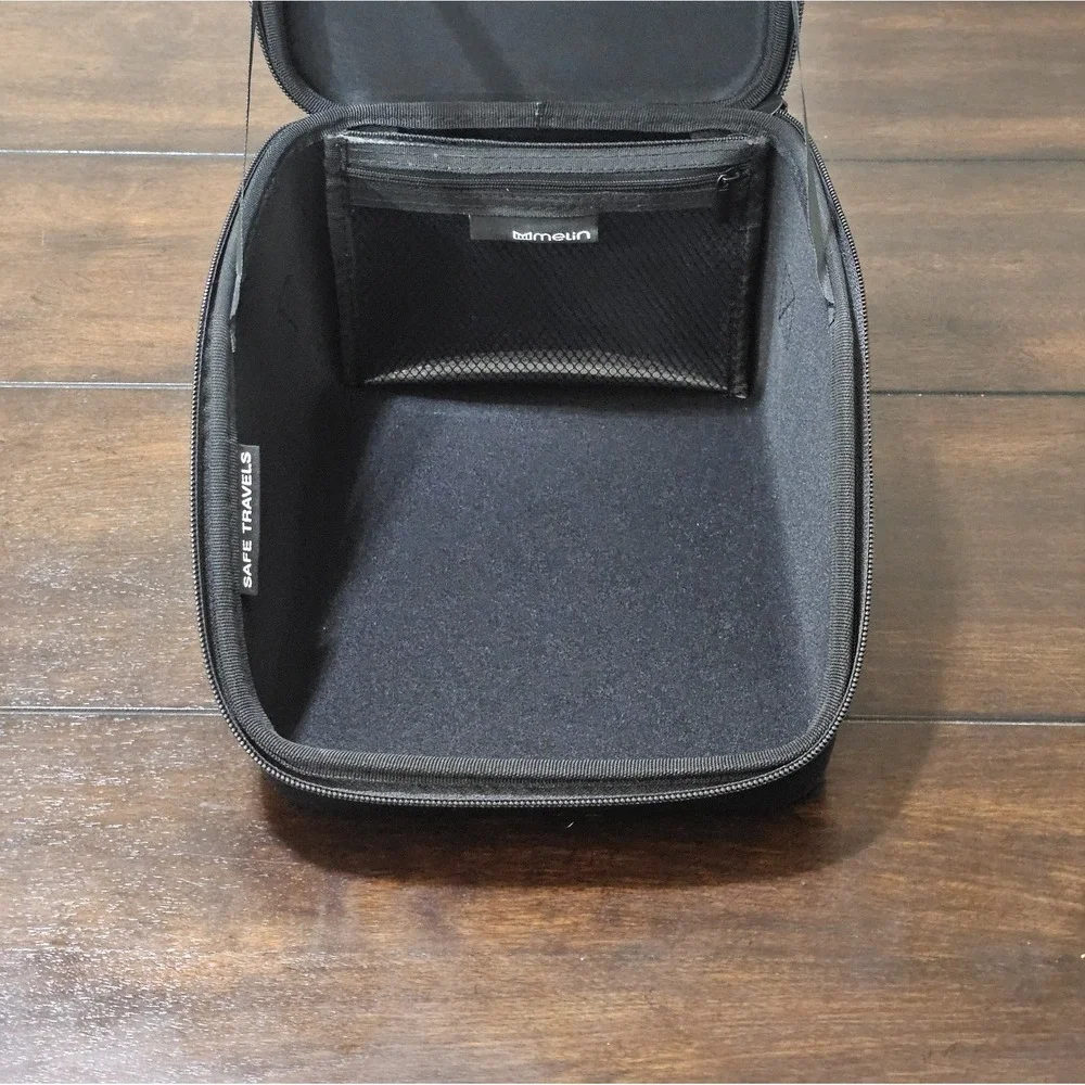 Melin Hat Box Travel Storage Zip Case Black Adjustable Strap Inside Zip Pocket